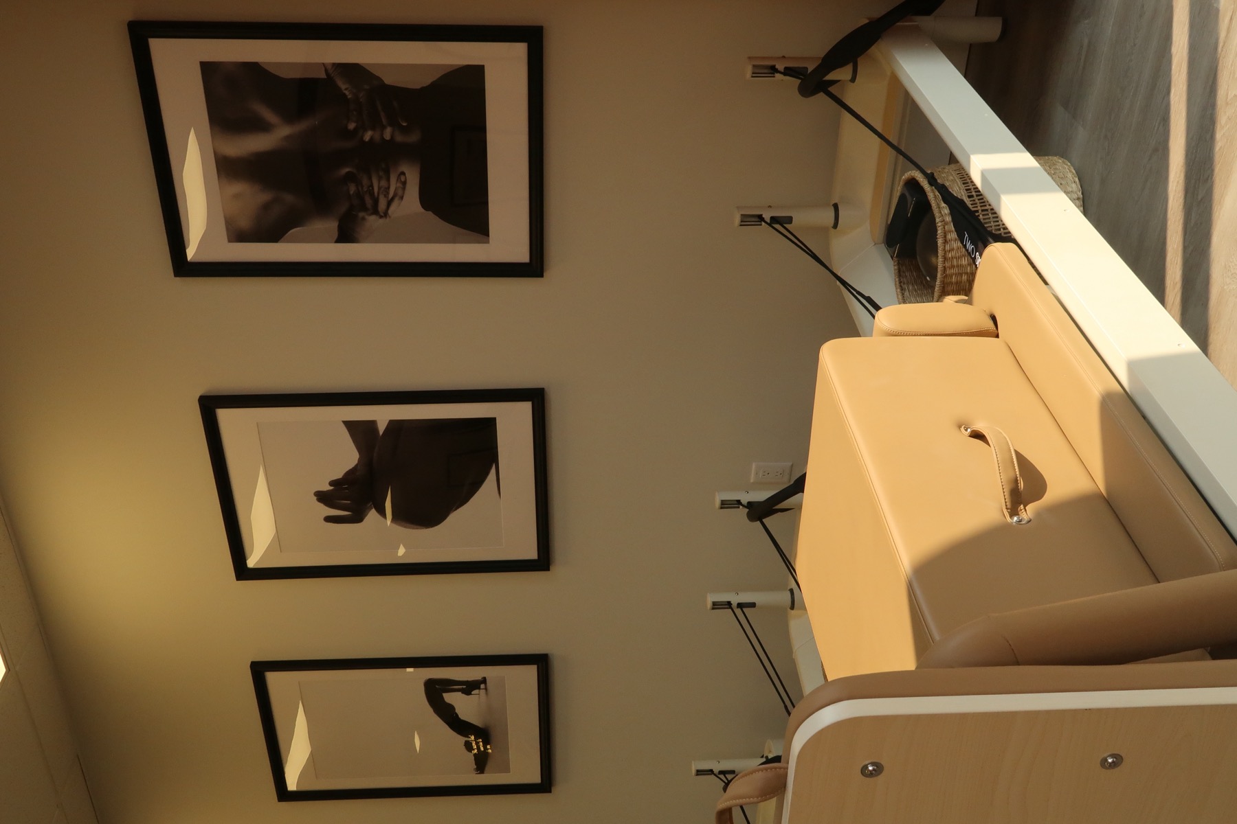 Reformer detail at the Two Sisters Pilates studio in Oakville