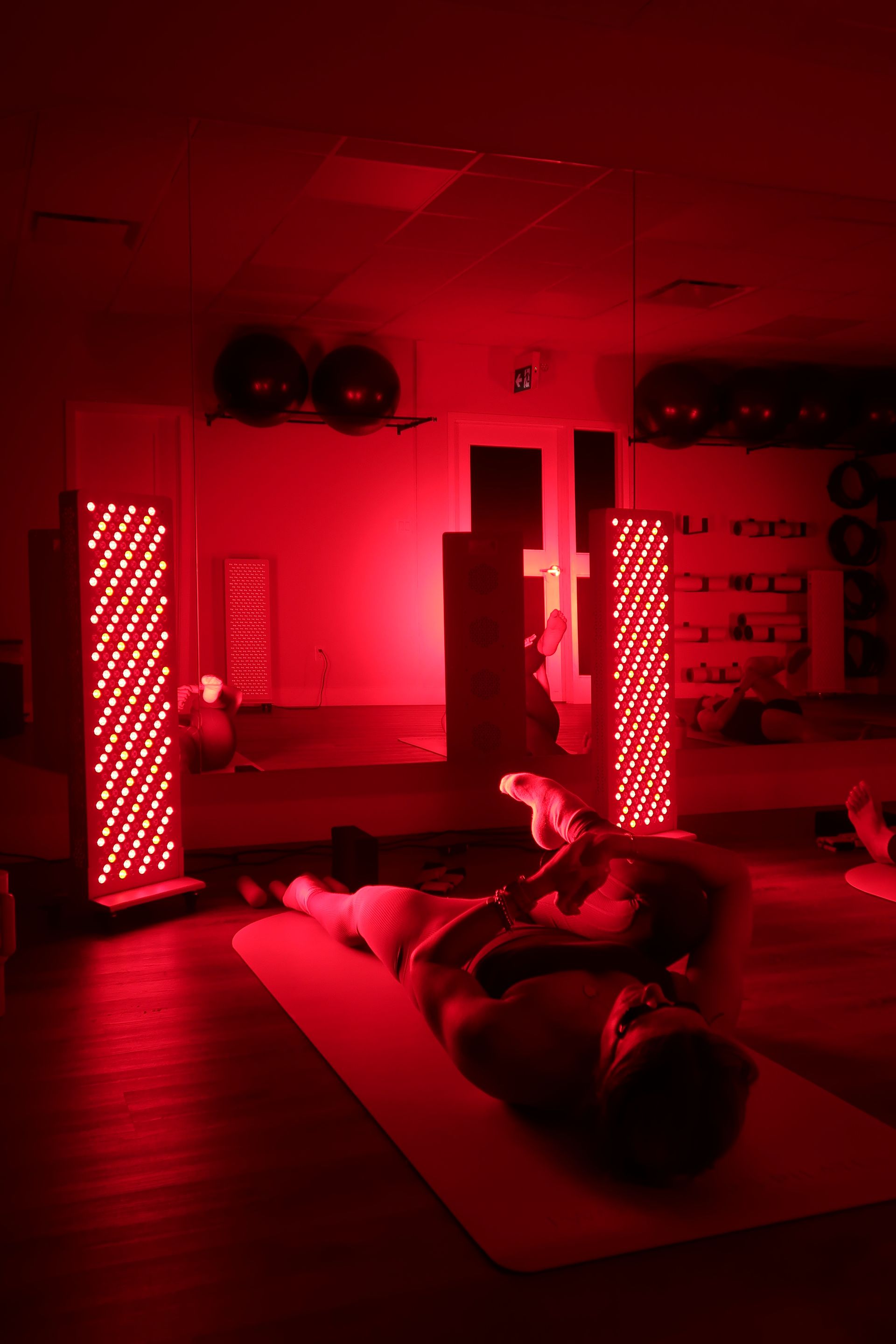 Red light therapy room at Two Sisters Pilates in Oakville